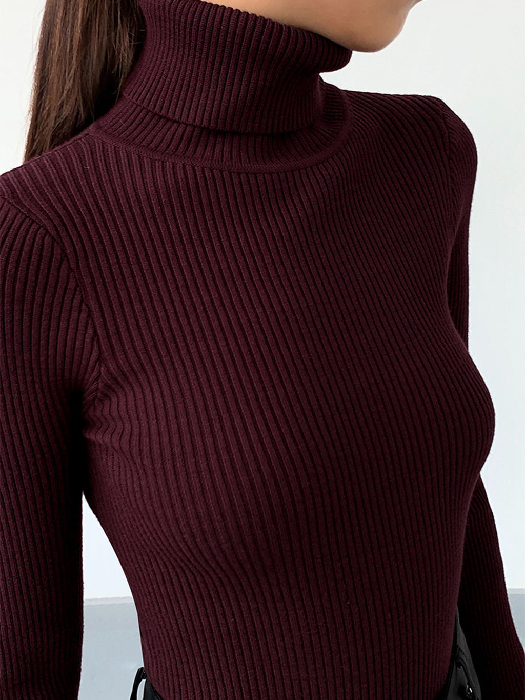 Fitted Turtleneck Long Sleeve Knit Top