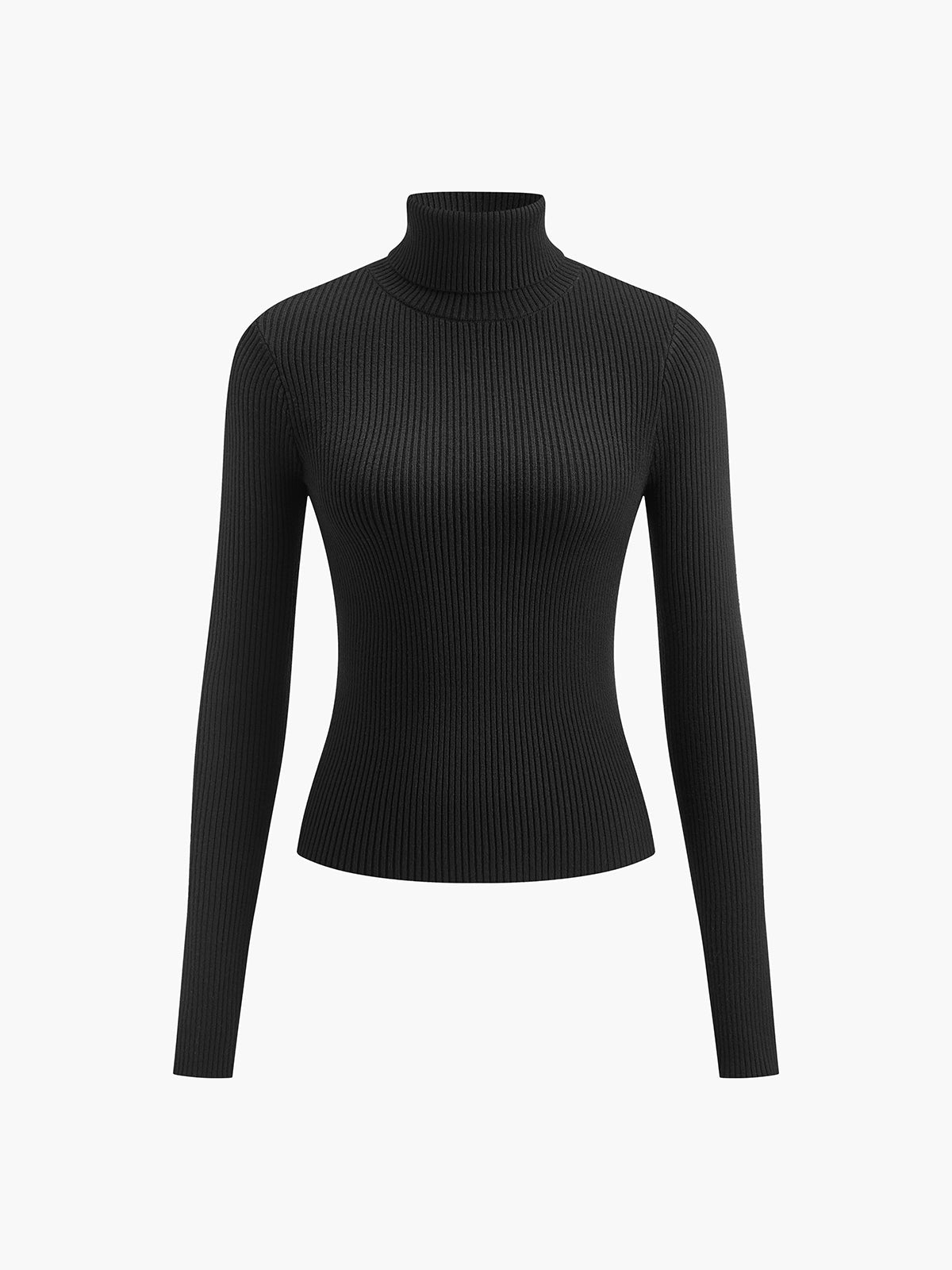 Fitted Turtleneck Long Sleeve Knit Top