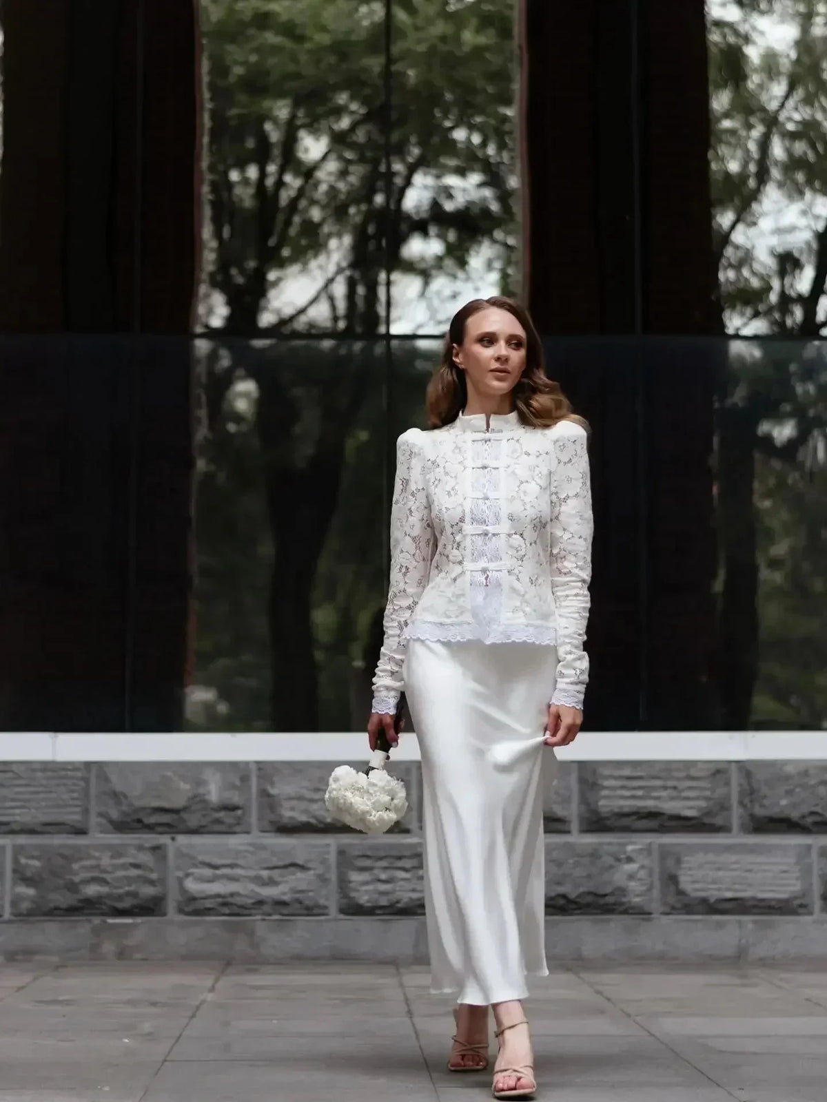 Floral Lace Puff Sleeve Blouse