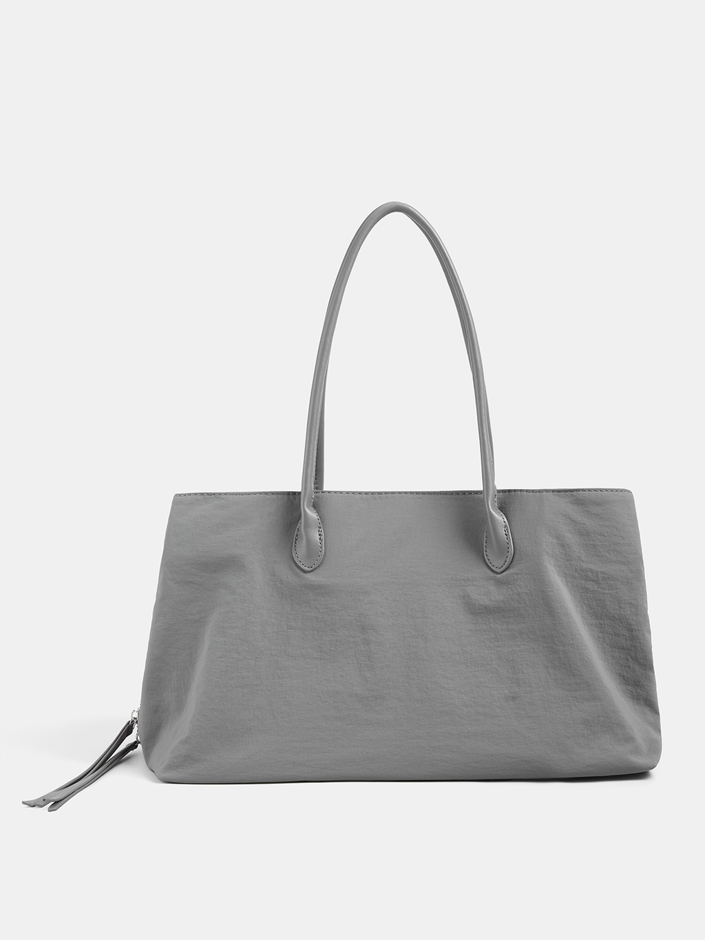 Gray Expandable Nylon Tote Bag with Zipper