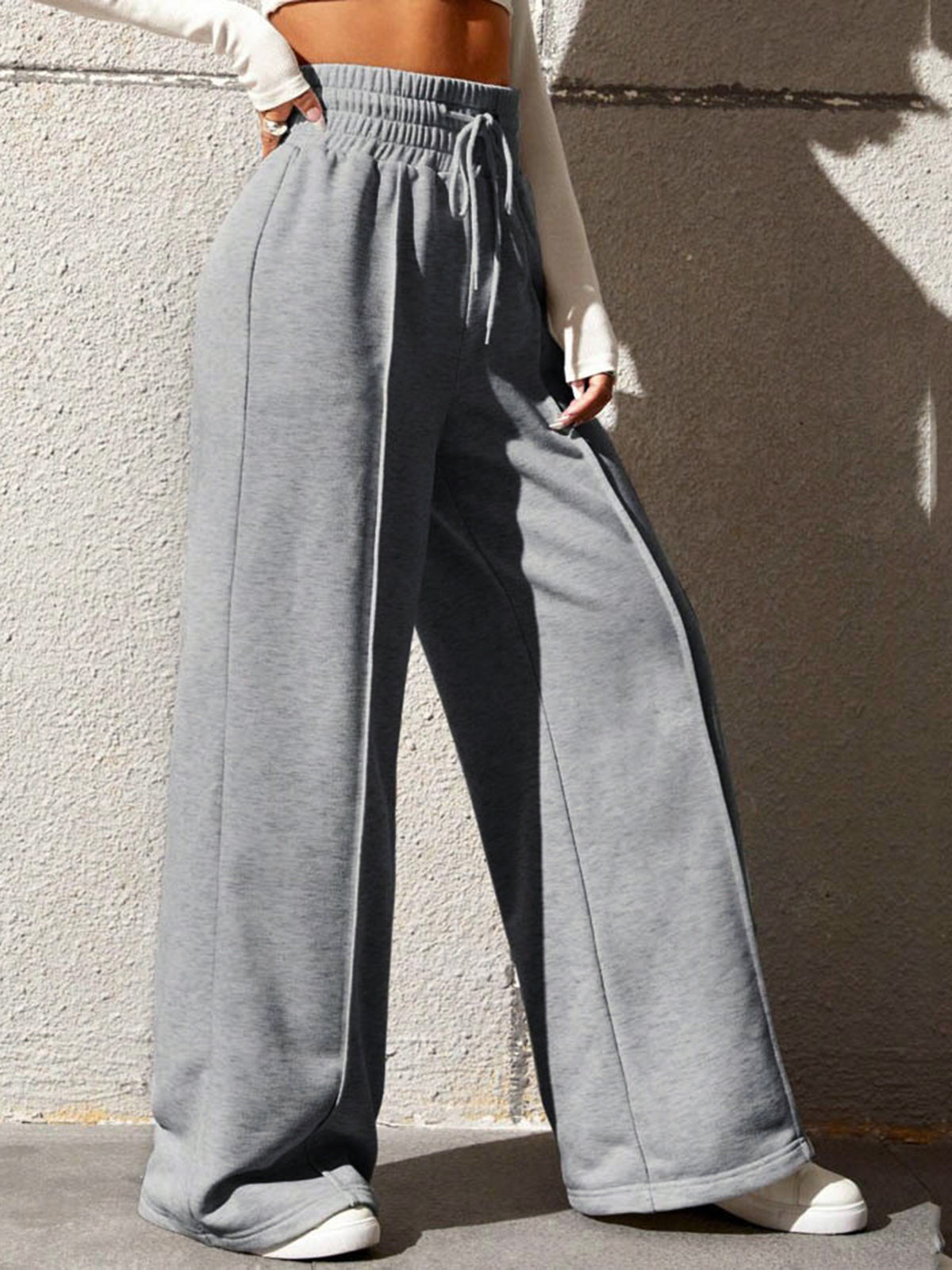 Gray Relaxed Wide Leg Sweatpants