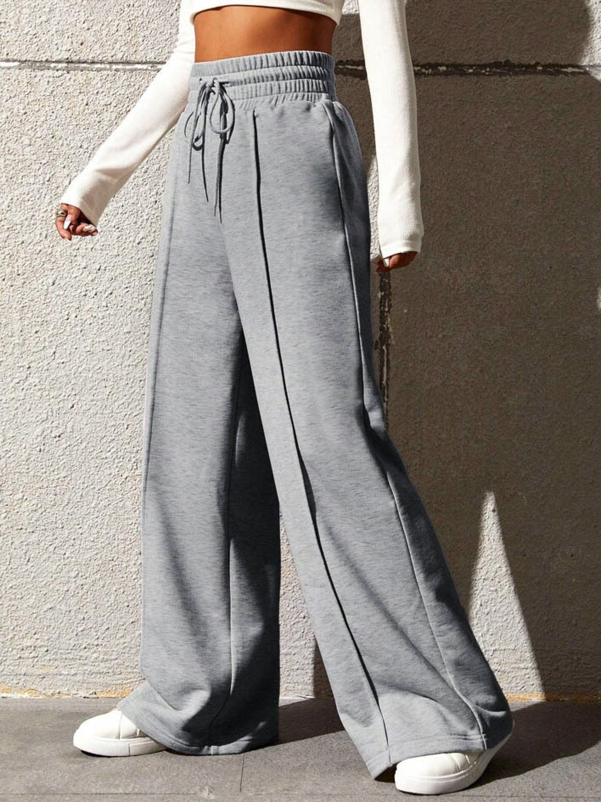 Gray Relaxed Wide Leg Sweatpants