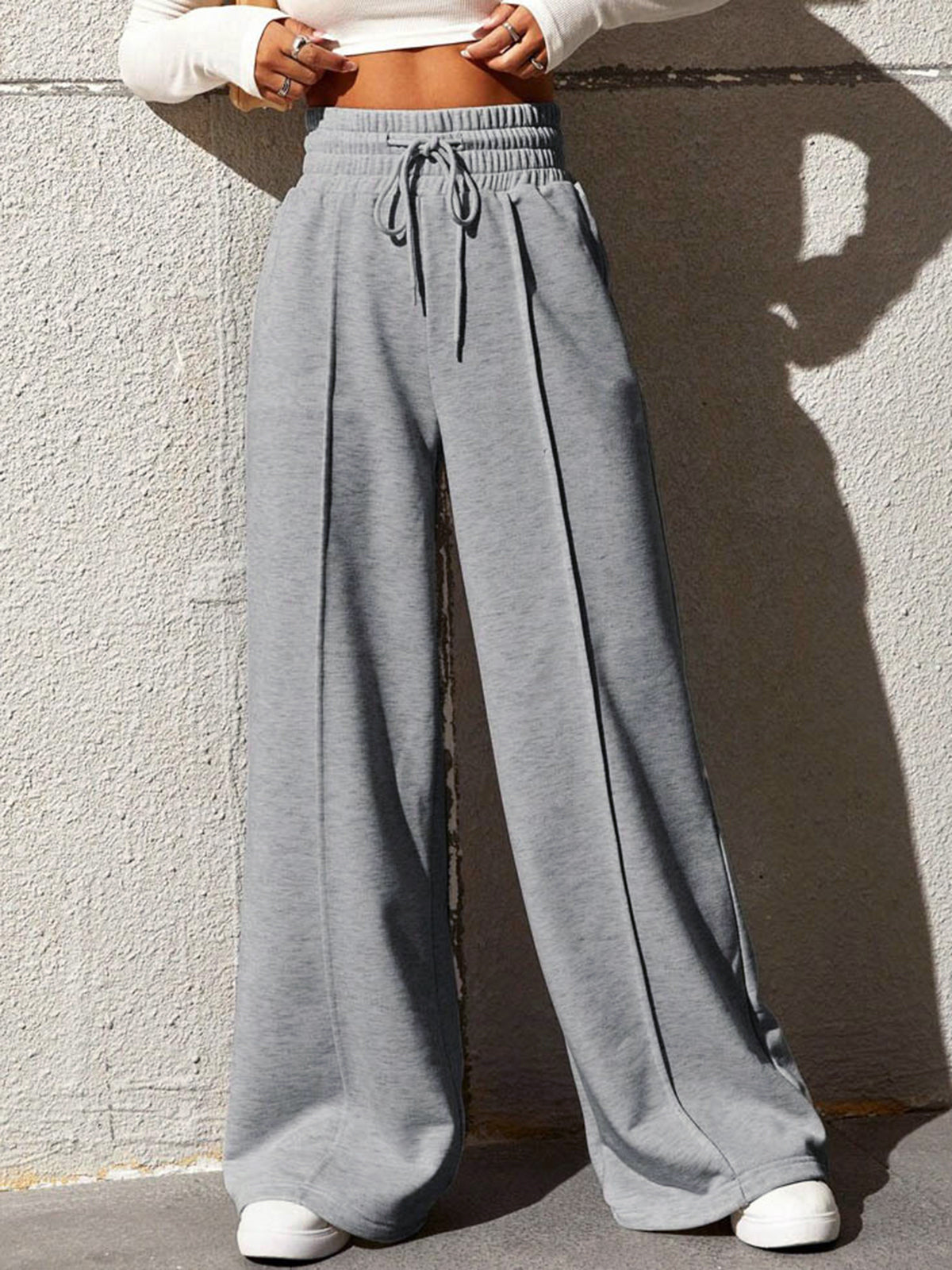 Gray Relaxed Wide Leg Sweatpants