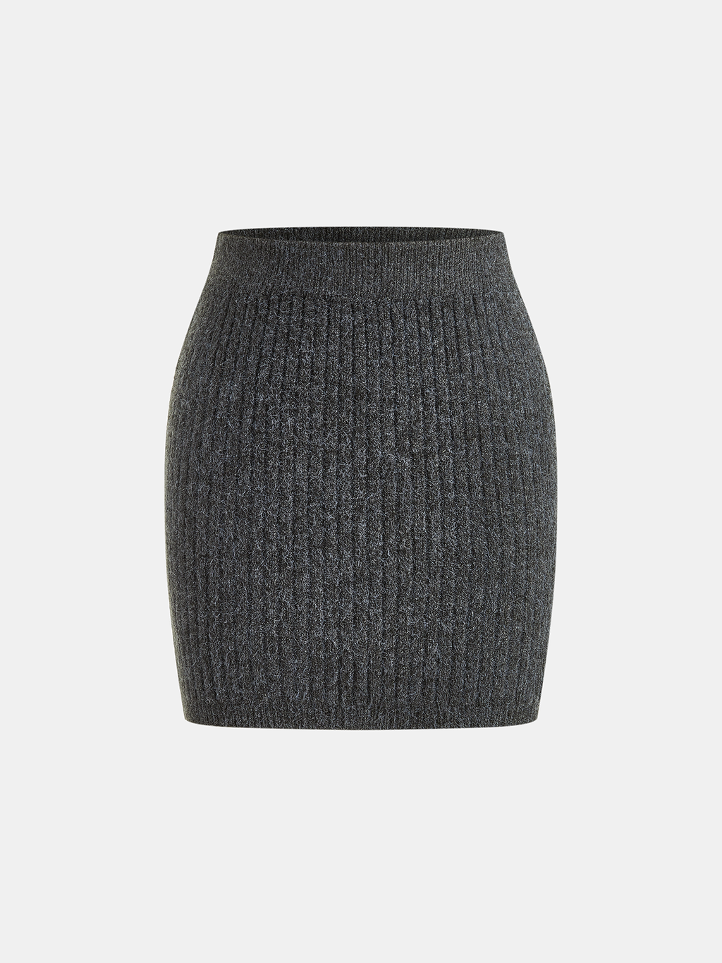 Gray V-Neck Batwing Sleeve Knit Top and Mini Skirt Set