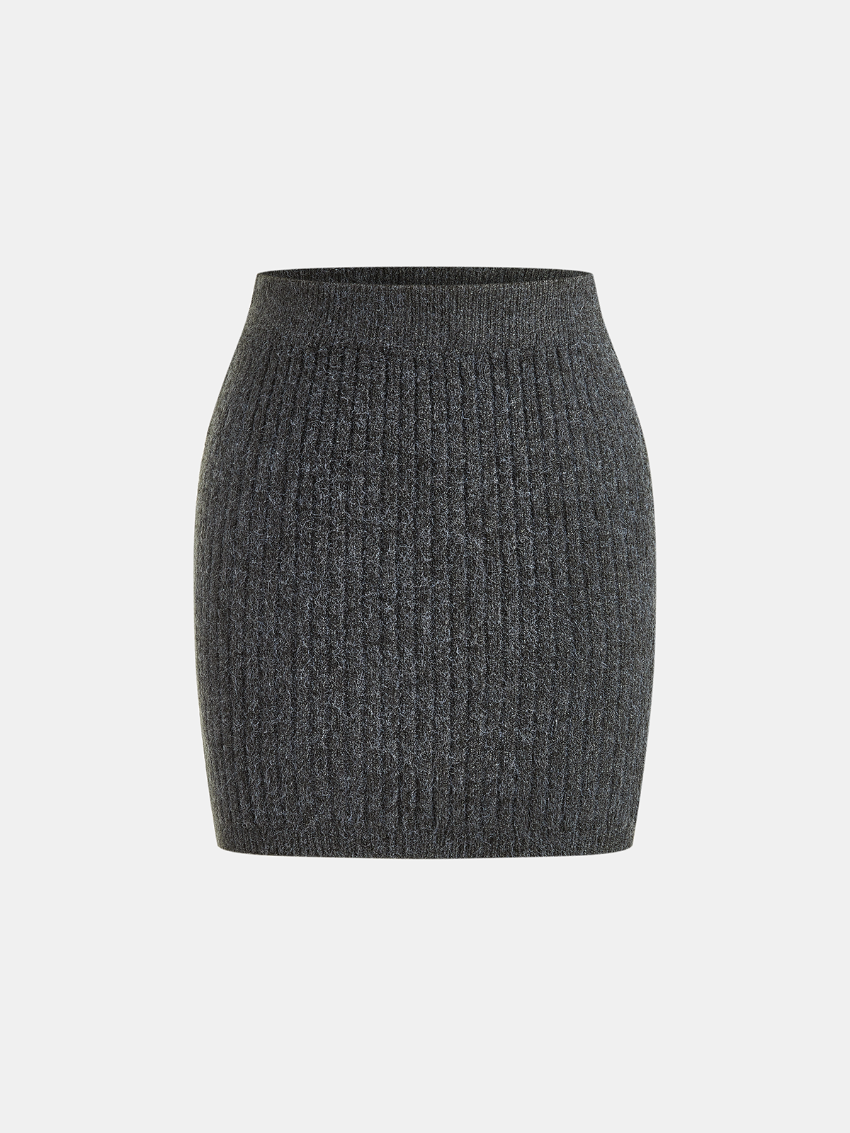Gray V-Neck Batwing Sleeve Knit Top and Mini Skirt Set