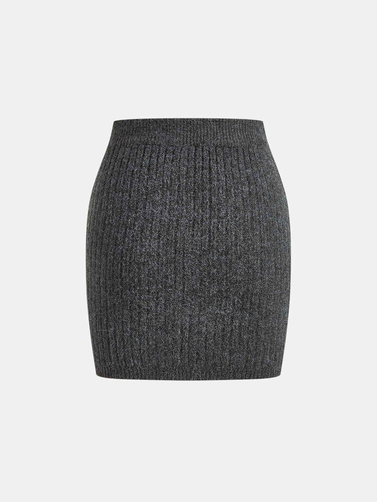 Gray V-Neck Batwing Sleeve Knit Top and Mini Skirt Set