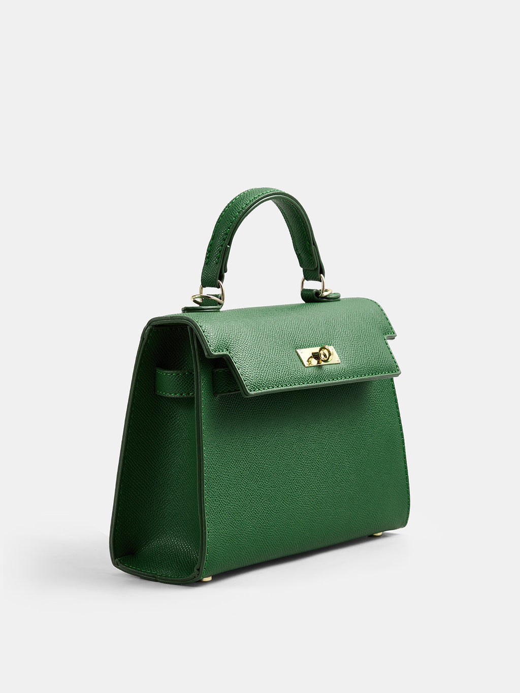 Green Crossbody Bag with Top Handle and Turn Lock