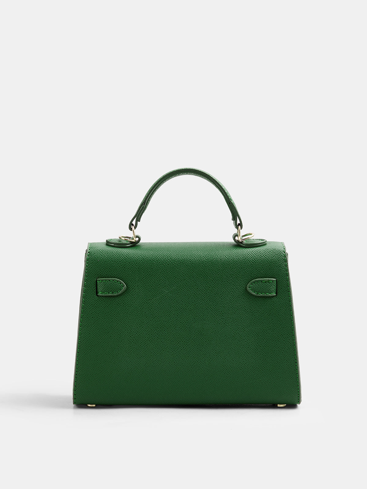 Green Crossbody Bag with Top Handle and Turn Lock