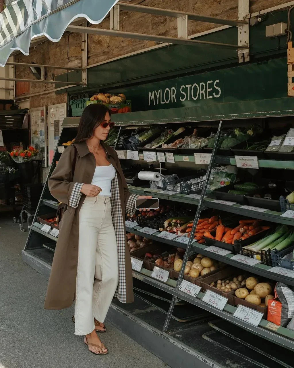 Green Long Button Front Trench Coat