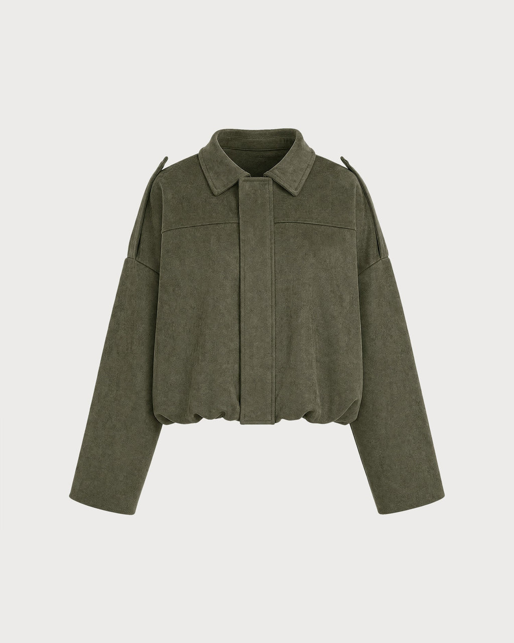 Green Oversized Batwing Sleeve Zip-Up Jacket