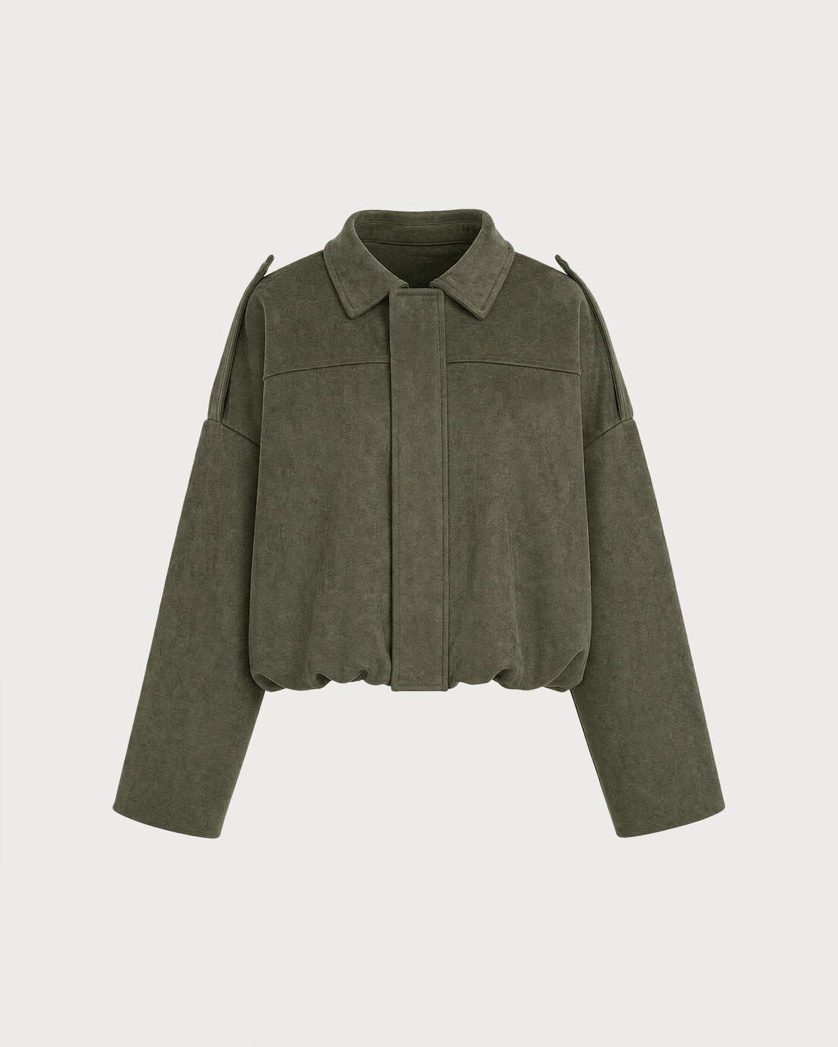 Green Oversized Batwing Sleeve Zip-Up Jacket