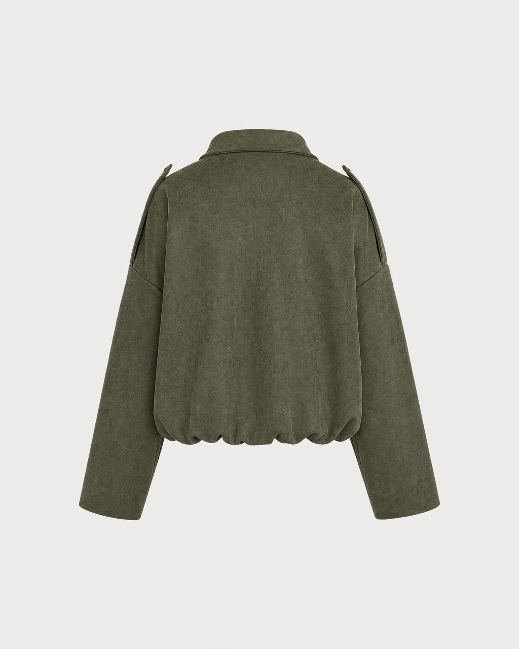 Green Oversized Batwing Sleeve Zip-Up Jacket