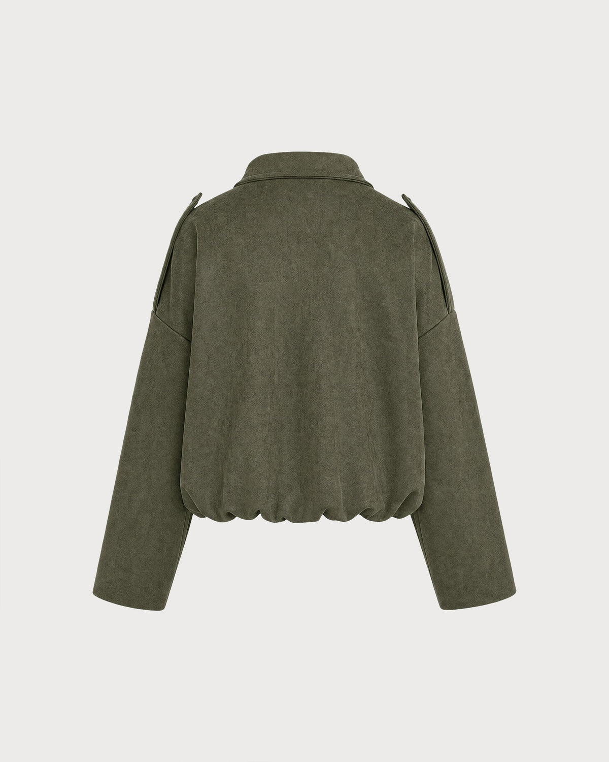 Green Oversized Batwing Sleeve Zip-Up Jacket