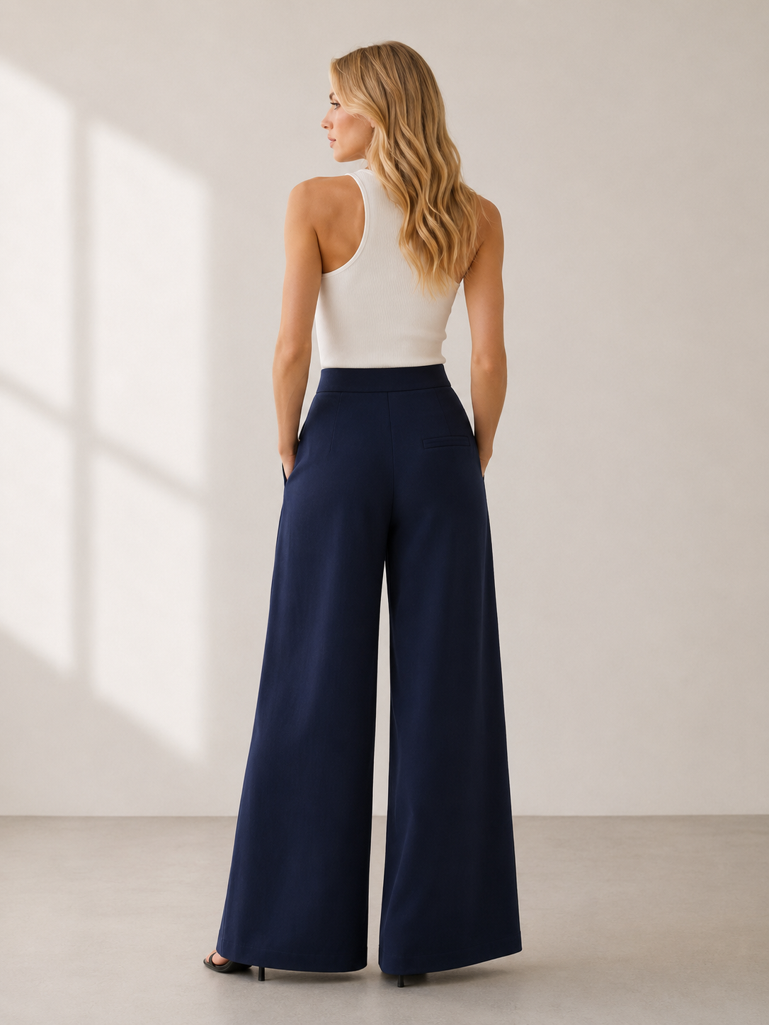 High Waist Pleated Wide Leg Trousers