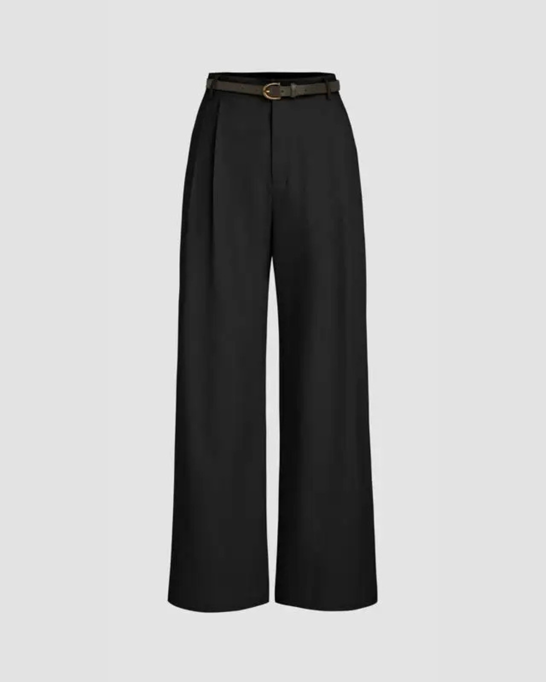 High Waist Straight Leg Linen Blend Pants