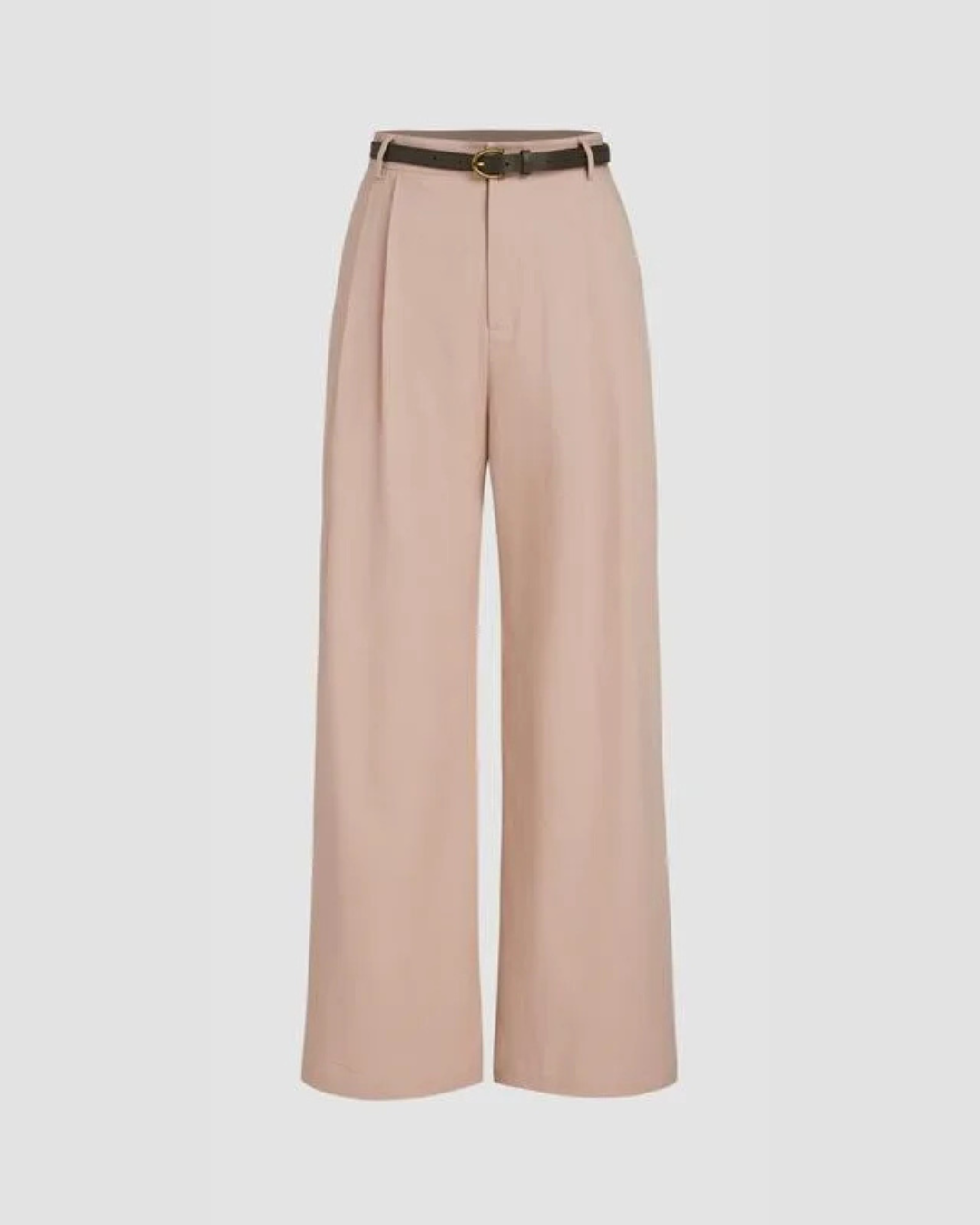 High Waist Straight Leg Linen Blend Pants