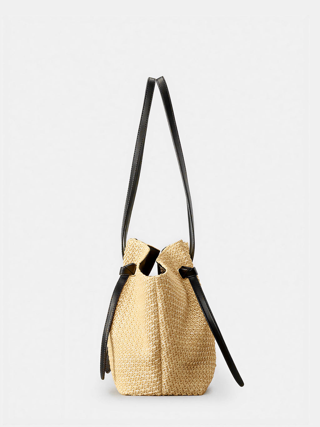Khaki Braided Straw Tote Bag