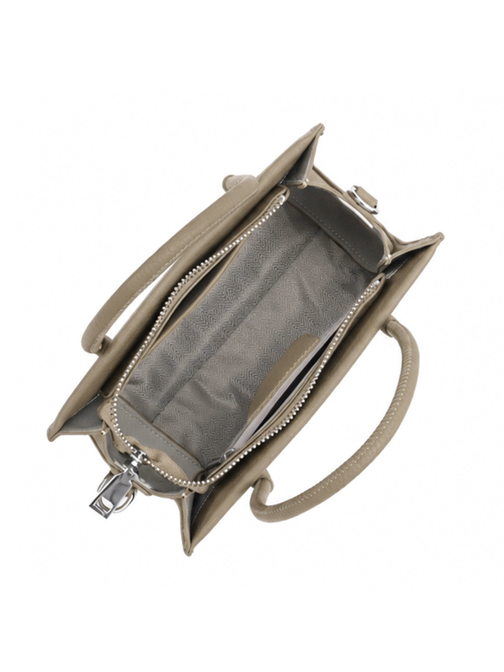 Khaki Genuine Leather Handbag with Double Straps
