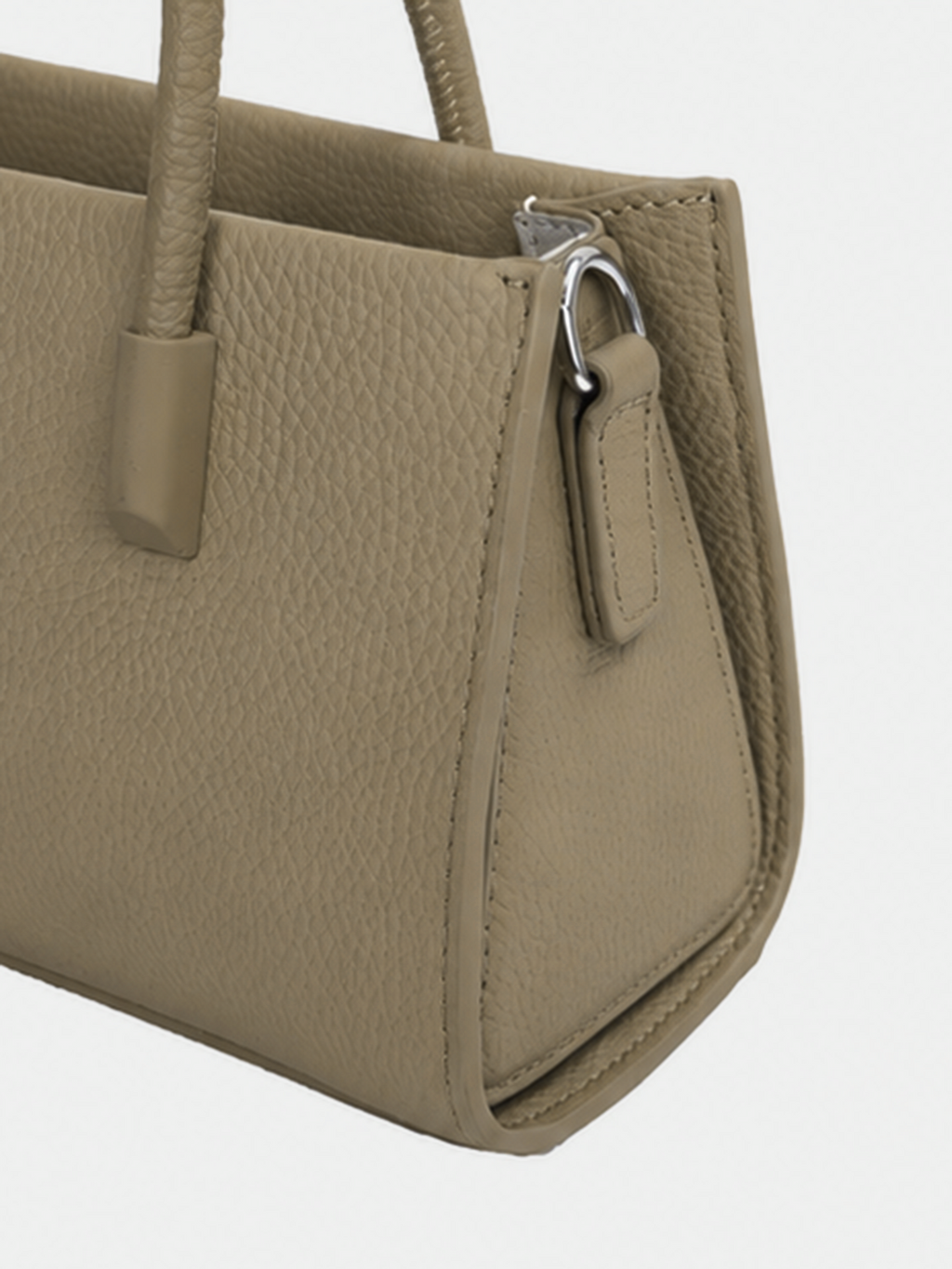 Khaki Genuine Leather Handbag with Double Straps