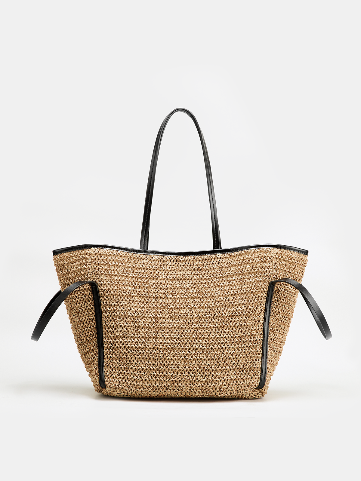 Khaki Large Woven Straw Tote Bag