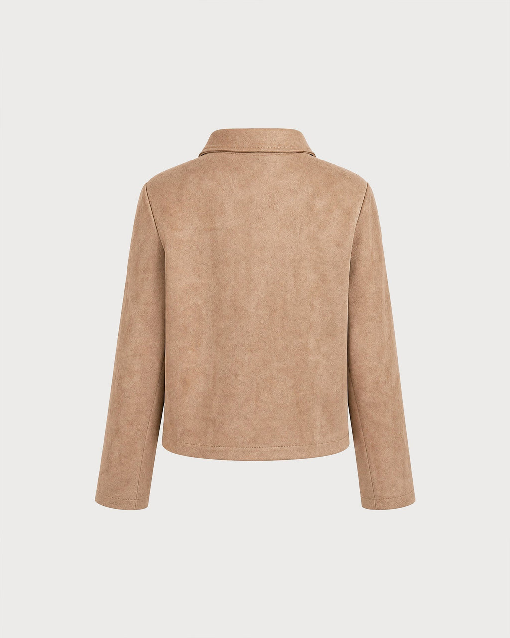 Khaki Single Breasted Hip Length Jacket with Pockets