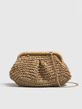 Khaki Straw Clutch Bag