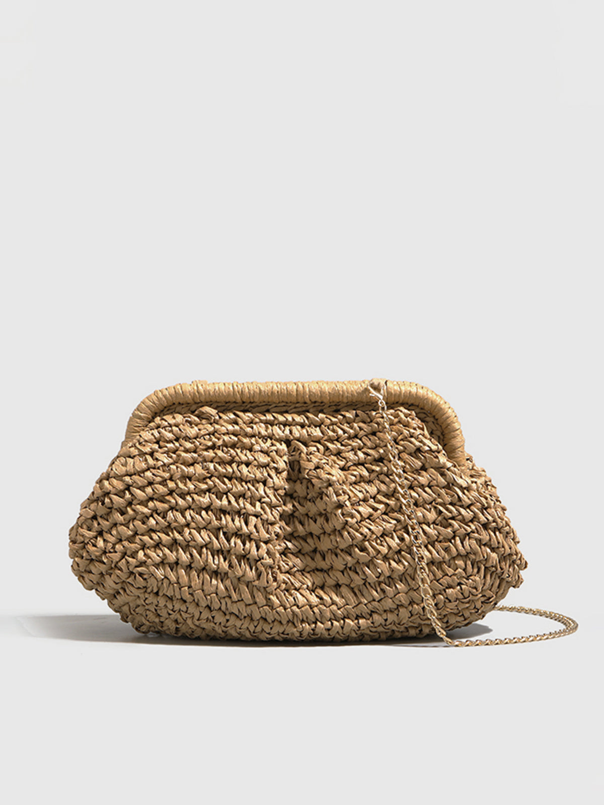 Khaki Straw Clutch Bag