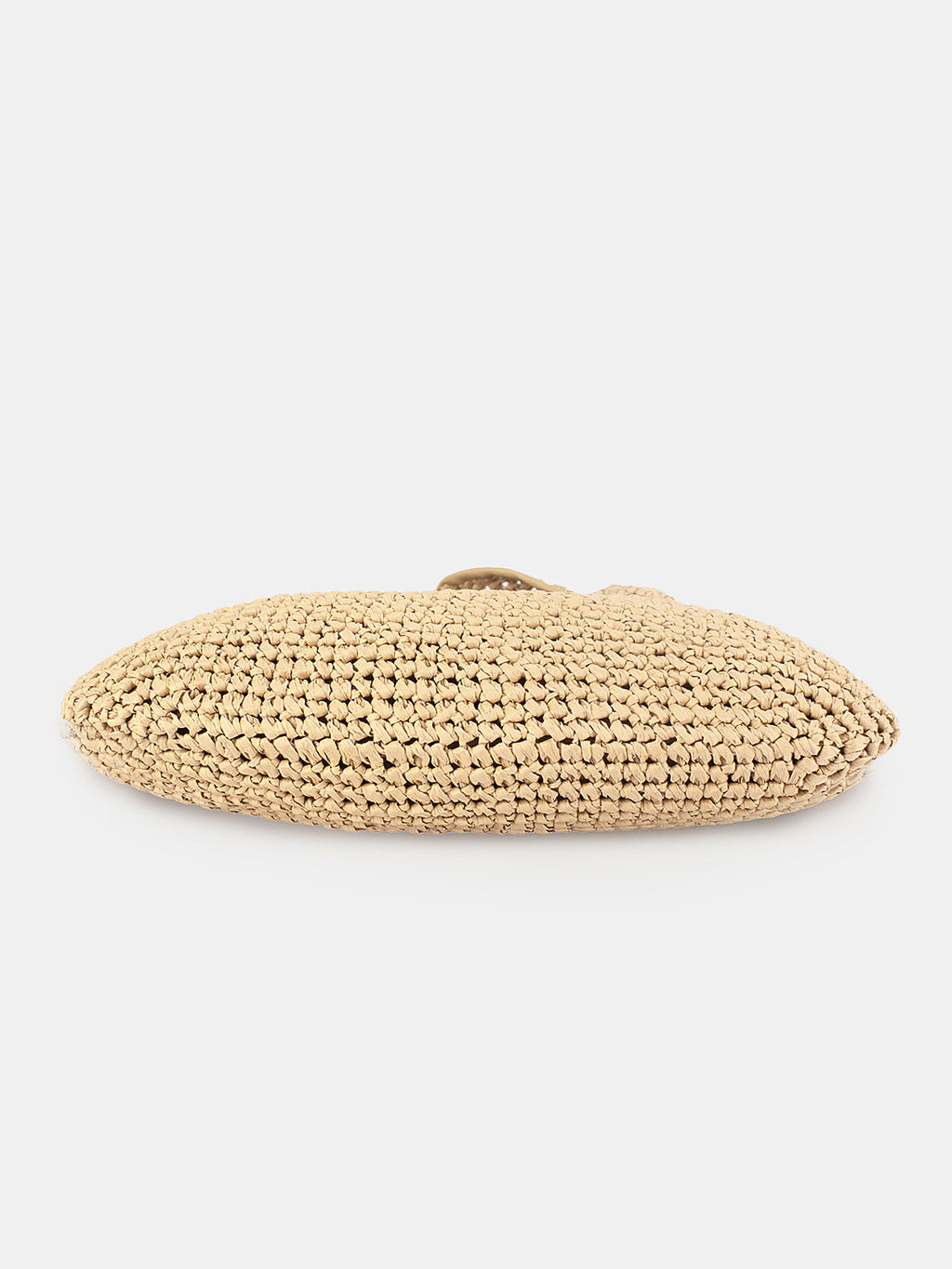 Khaki Straw Hobo Bag with Knot Handle