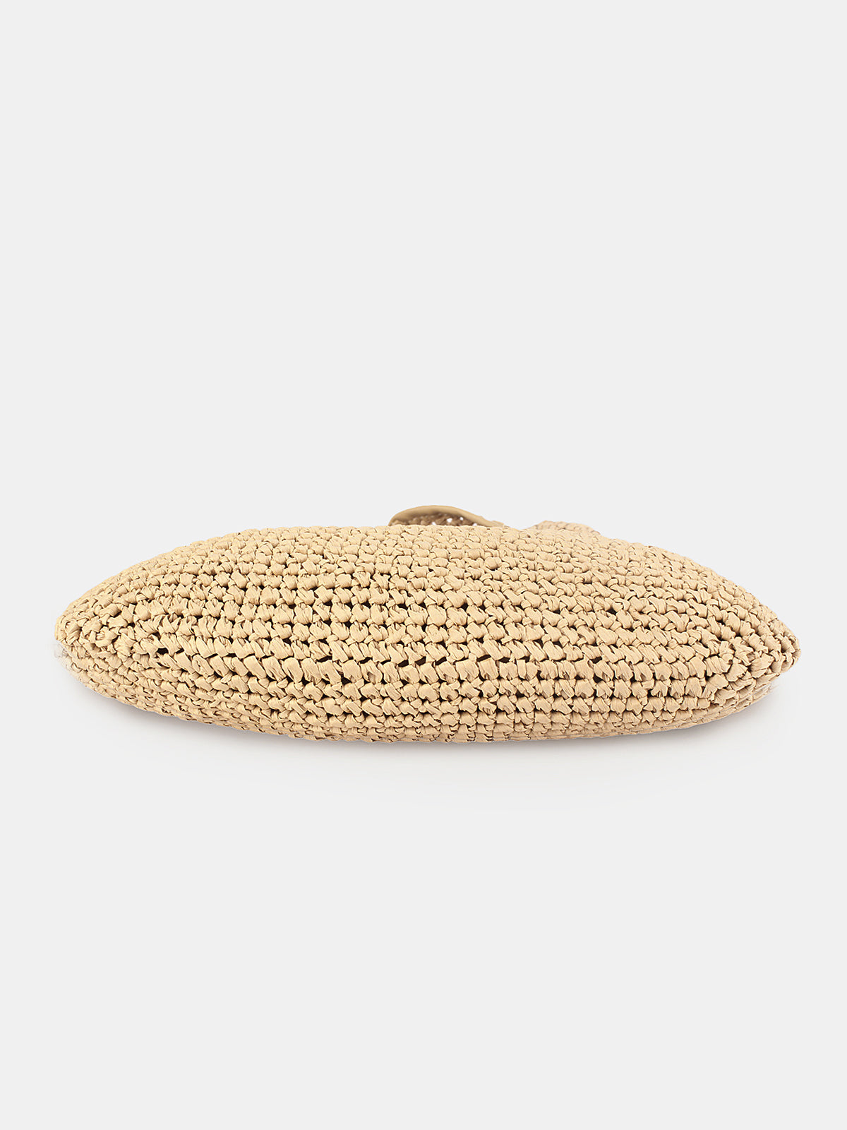 Khaki Straw Hobo Bag with Knot Handle