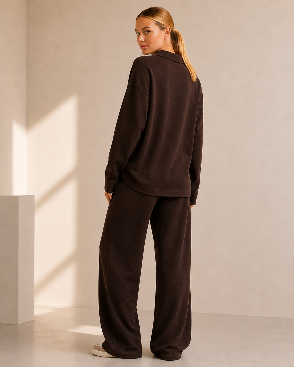 Knit Turtleneck Sweater and Wide Leg Pants Set