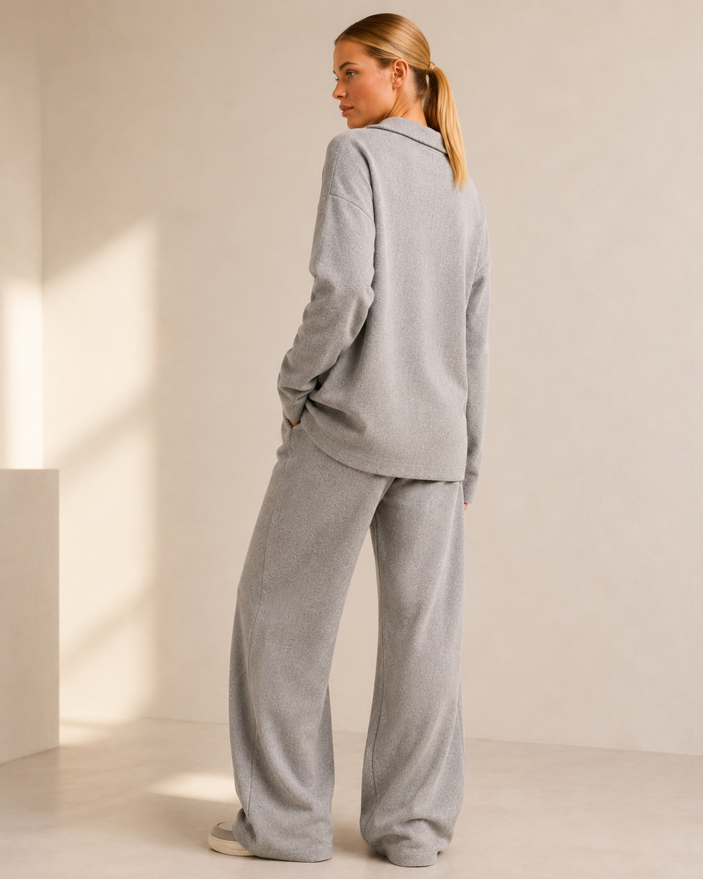 Knit Turtleneck Sweater and Wide Leg Pants Set
