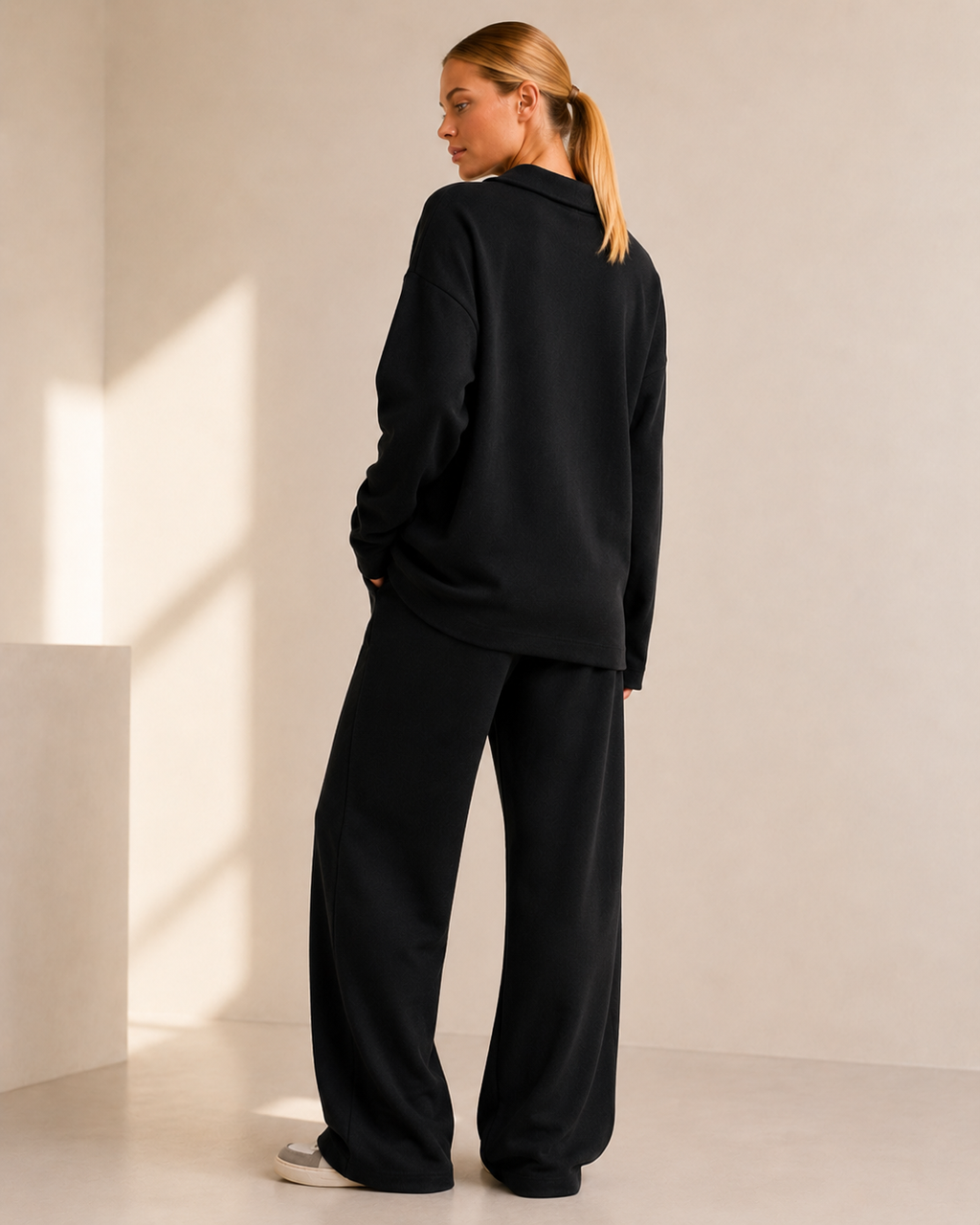 Knit Turtleneck Sweater and Wide Leg Pants Set