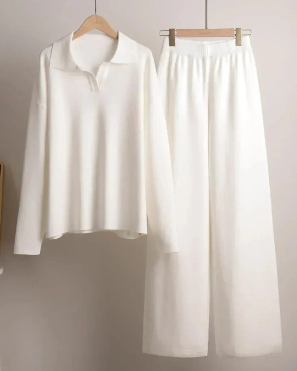 Knit Turtleneck Sweater and Wide Leg Pants Set