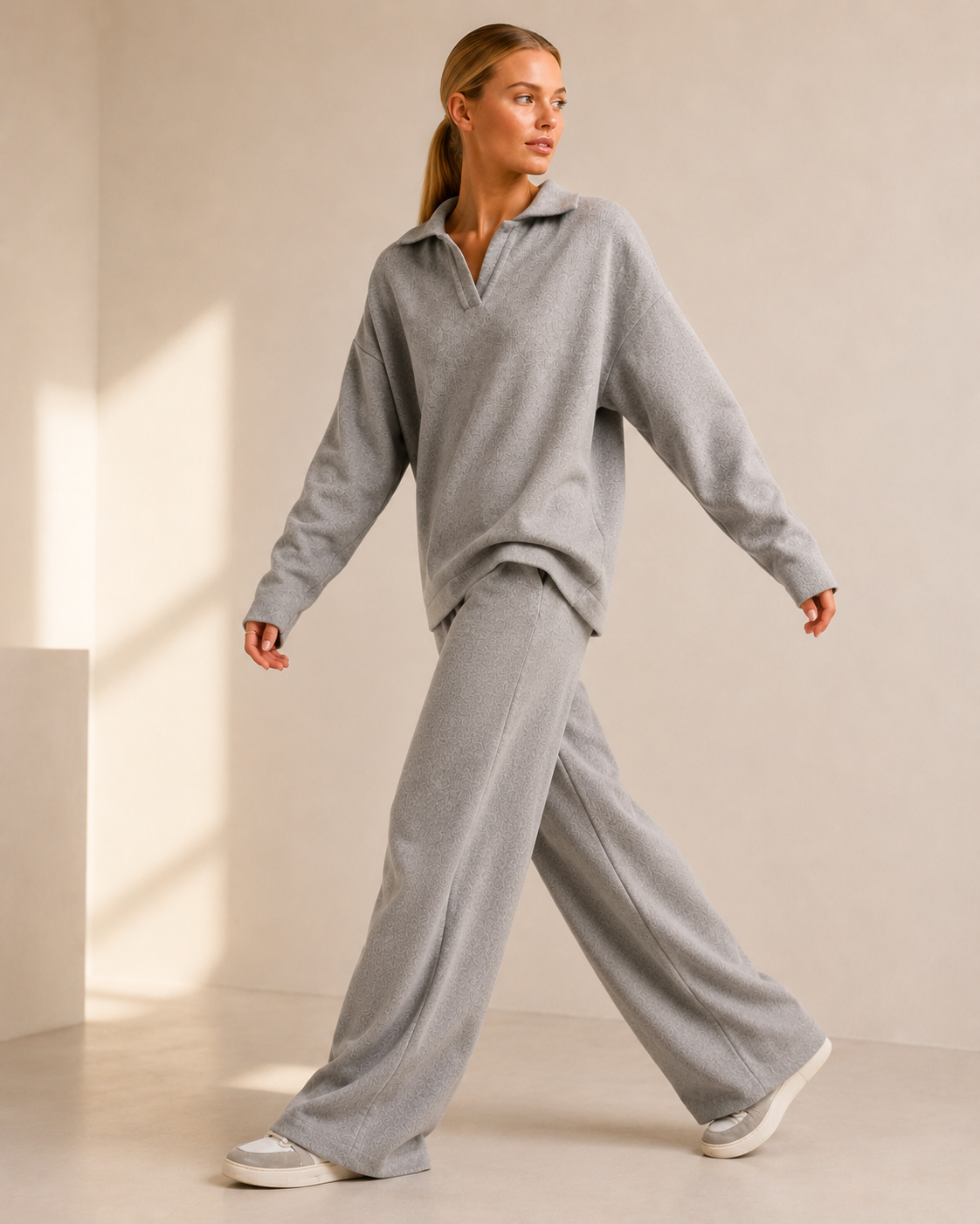 Knit Turtleneck Sweater and Wide Leg Pants Set