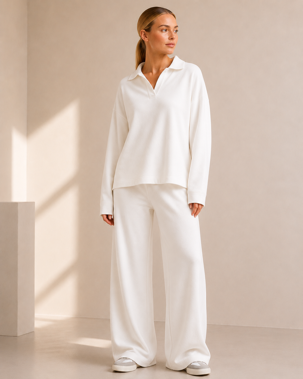 Knit Turtleneck Sweater and Wide Leg Pants Set