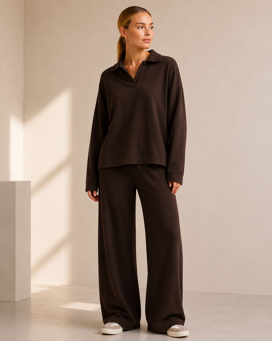 Knit Turtleneck Sweater and Wide Leg Pants Set