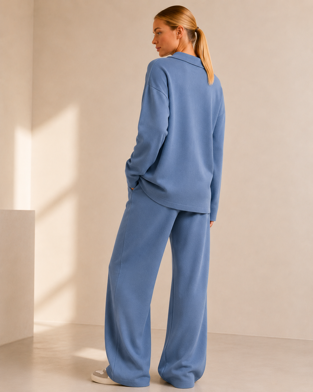 Knit Turtleneck Sweater and Wide Leg Pants Set