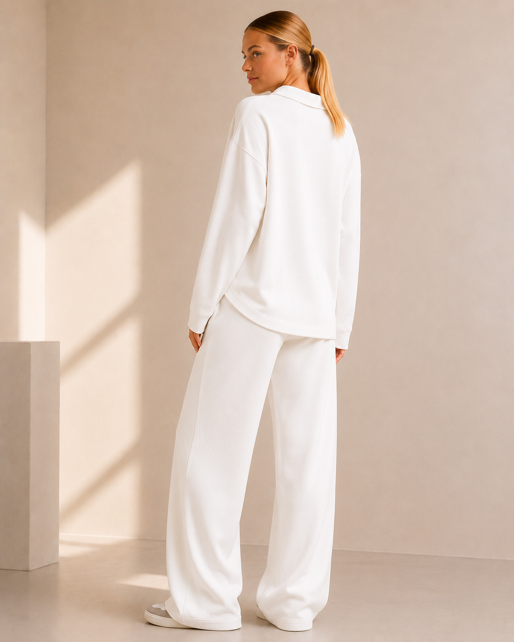Knit Turtleneck Sweater and Wide Leg Pants Set
