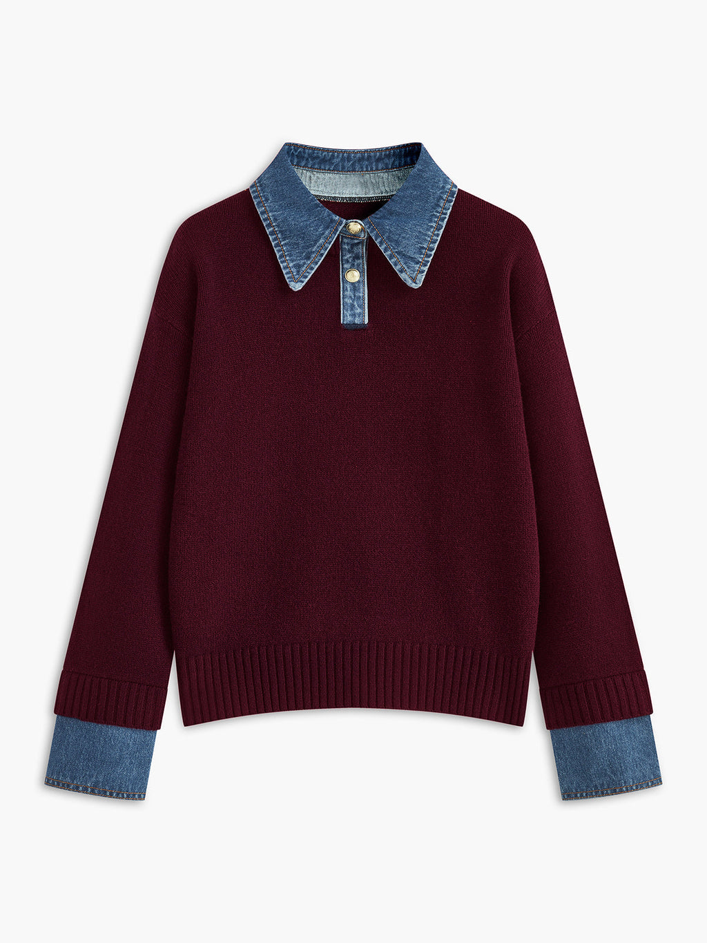 Lapel Collar Two-in-One Knit Sweater