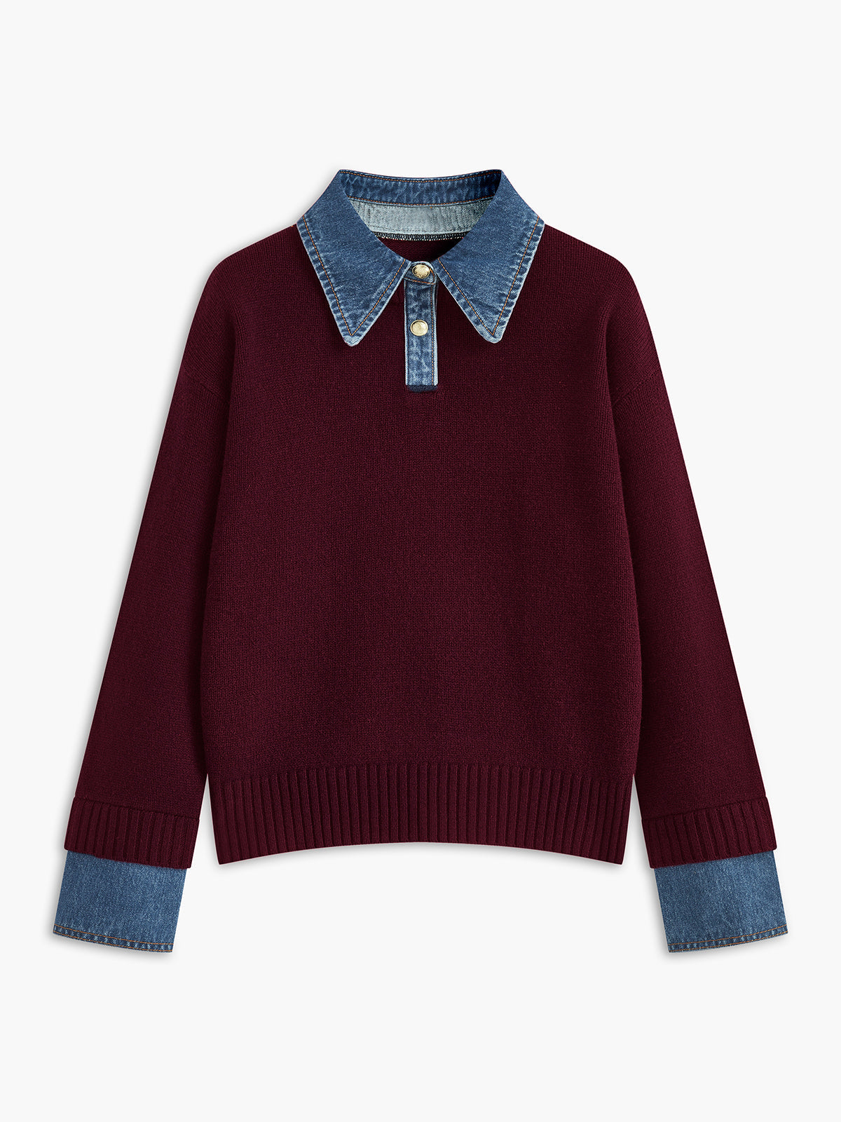 Lapel Collar Two-in-One Knit Sweater