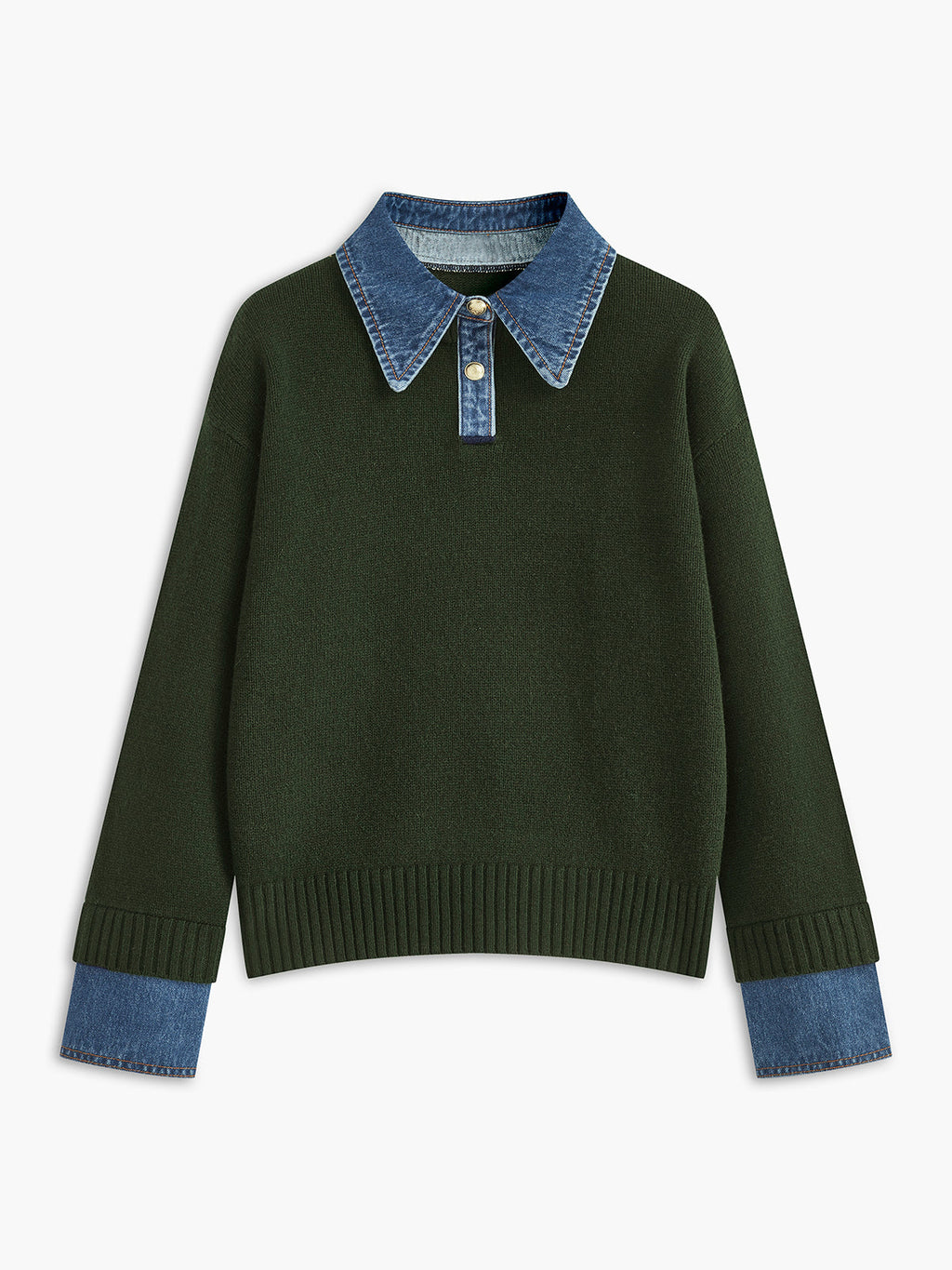 Lapel Collar Two-in-One Knit Sweater