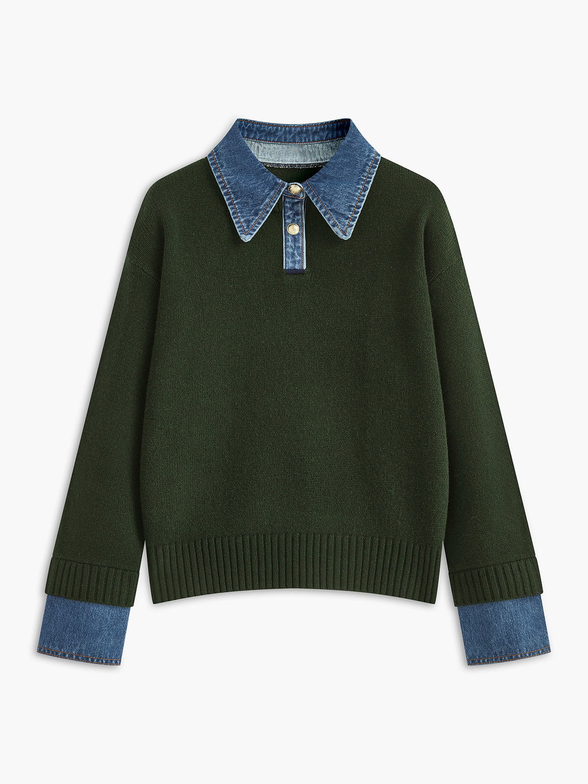 Lapel Collar Two-in-One Knit Sweater