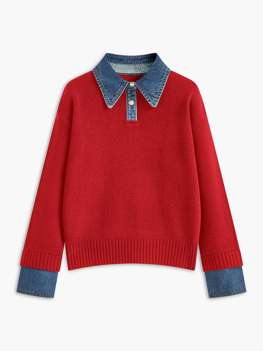 Lapel Collar Two-in-One Knit Sweater