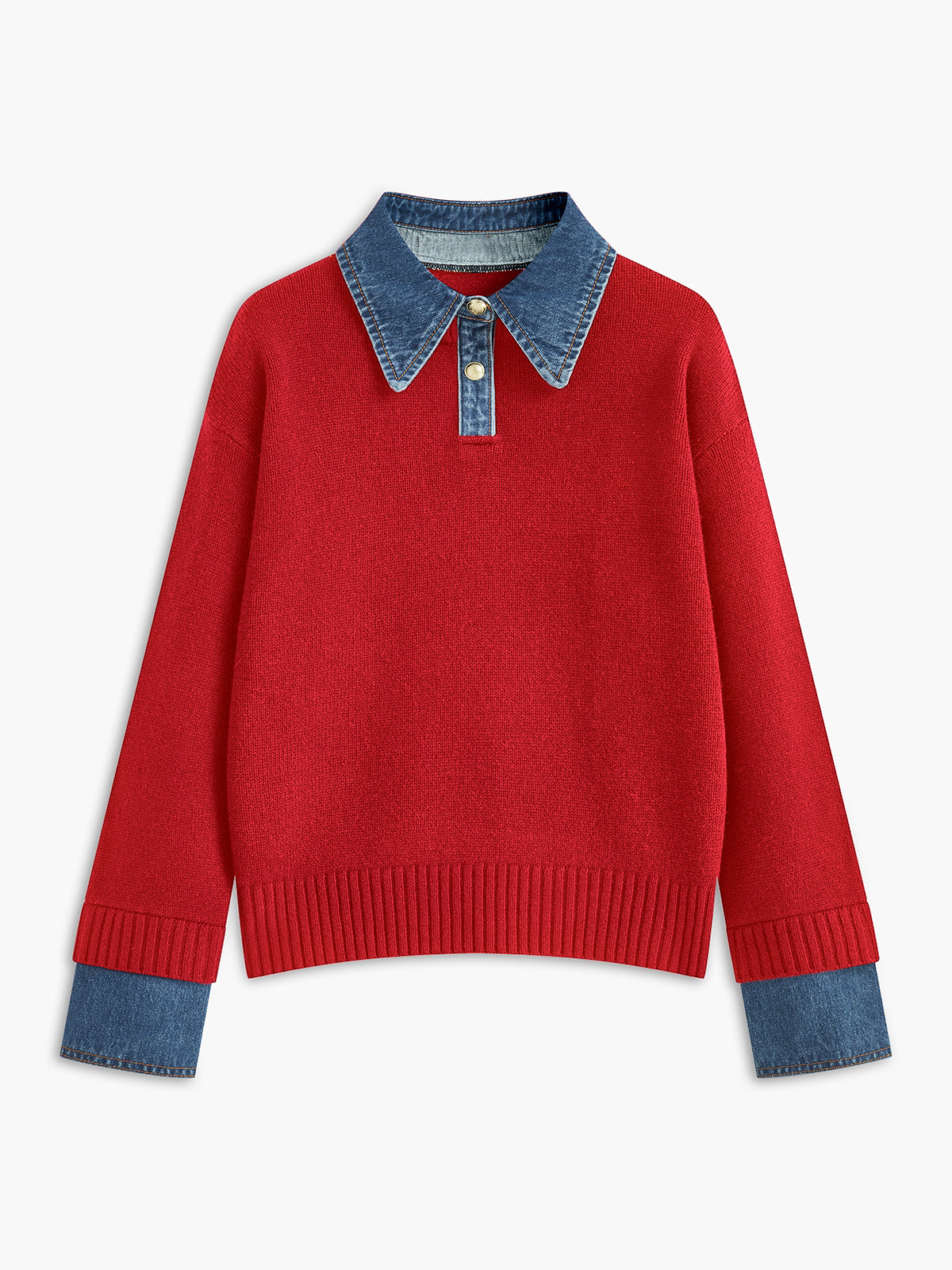 Lapel Collar Two-in-One Knit Sweater