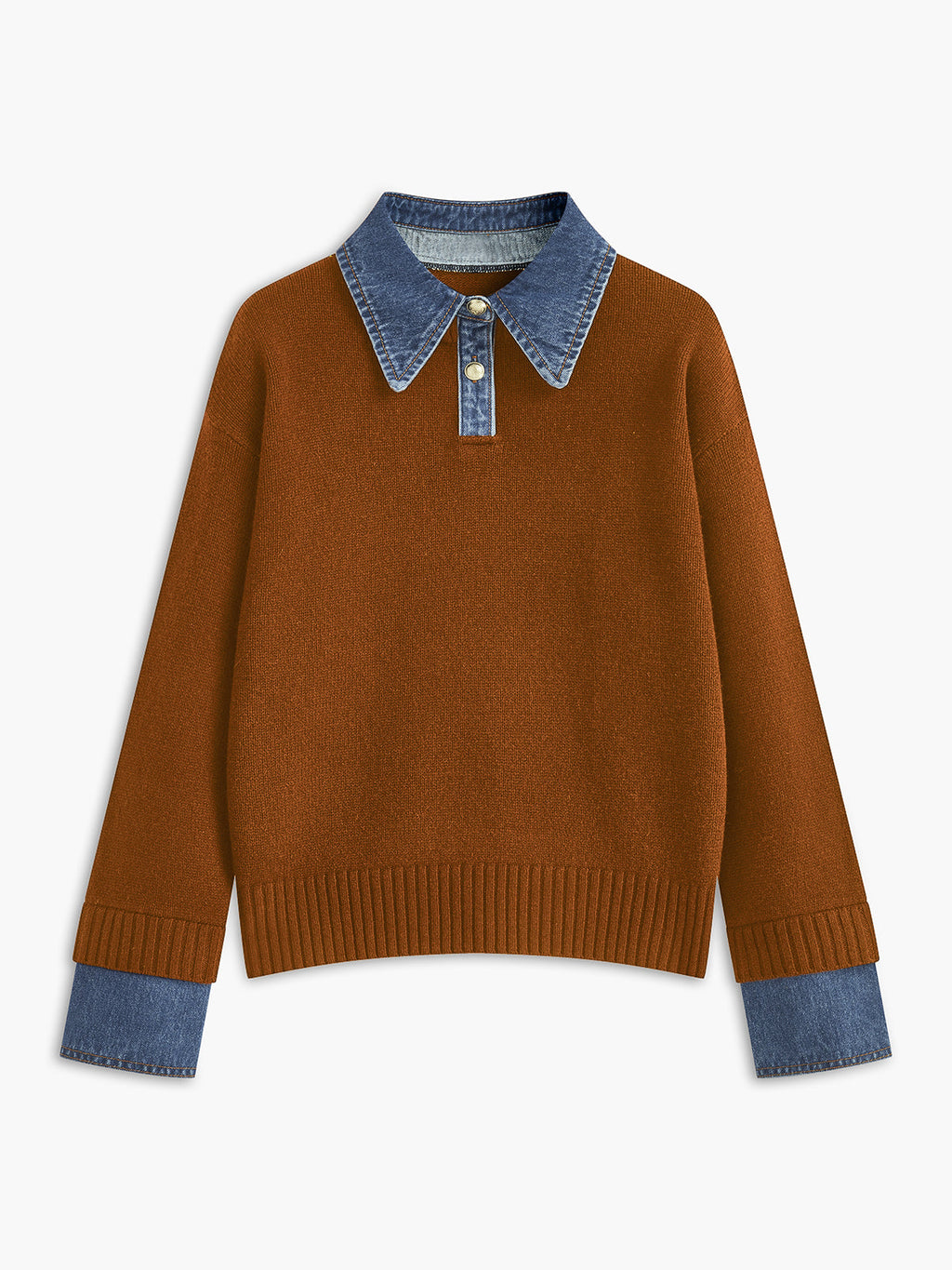 Lapel Collar Two-in-One Knit Sweater
