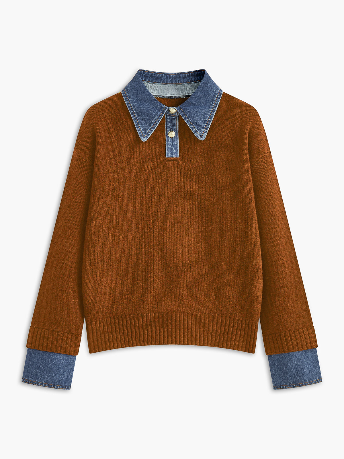 Lapel Collar Two-in-One Knit Sweater