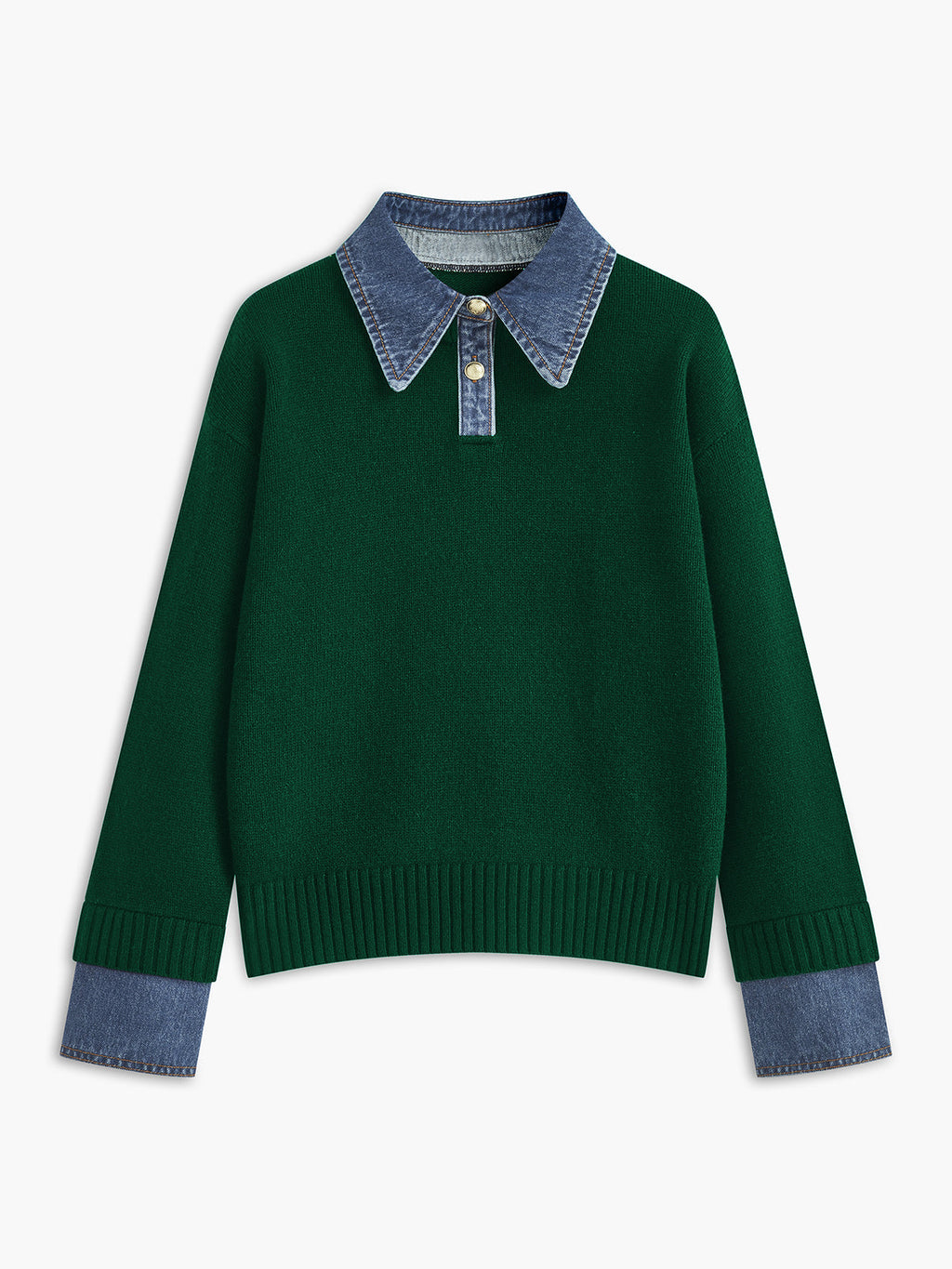 Lapel Collar Two-in-One Knit Sweater