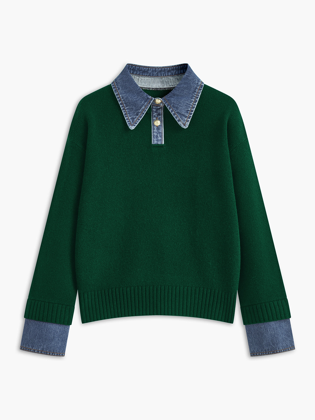 Lapel Collar Two-in-One Knit Sweater