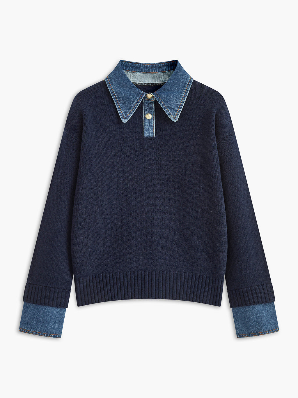 Lapel Collar Two-in-One Knit Sweater
