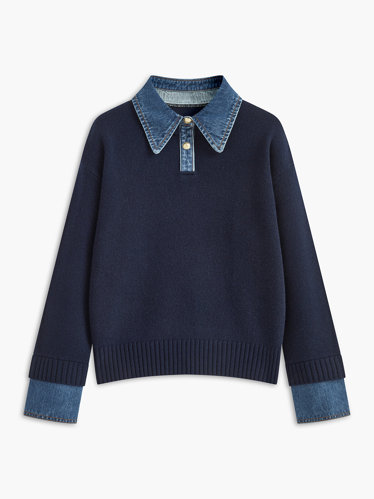 Lapel Collar Two-in-One Knit Sweater